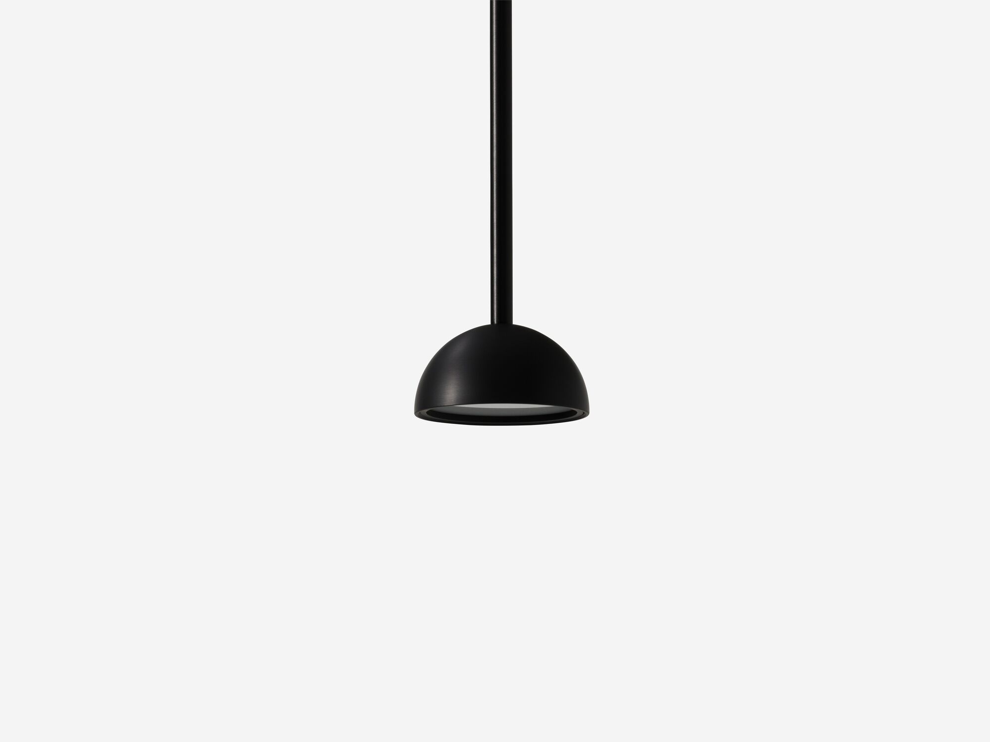 Detail view of black rounded pendant lamp
